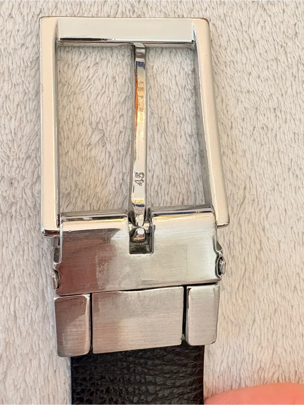 Hugo Boss Reversible Leather Belt Black / Brown Silver Buckle Sz 34